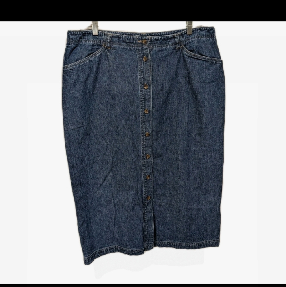 Jones Jeans Button Front Denim Maxi Skirt 18W Mature American 90s #40
